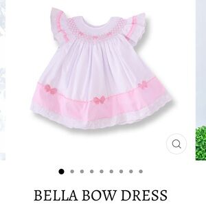 Lillie and Lilah White and Pink Baby Dress Bella bow dress